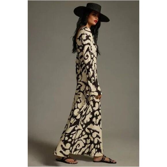 Anthropologie x The Wolf Gang Santa Elena Maxi XXL Slim Bell Sleeve Dress Linen - Picture 4 of 12